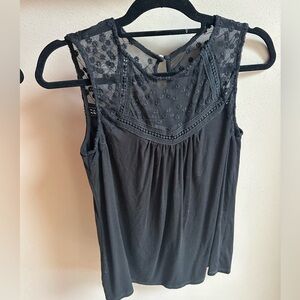 Loveappella Hilly Lace Yoke Knit Top. Black - M. NWT